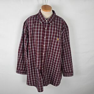 US Polo Assn Shirt Men Big 3XL Red Plaid Long Sleeve Button Down Casual NWT